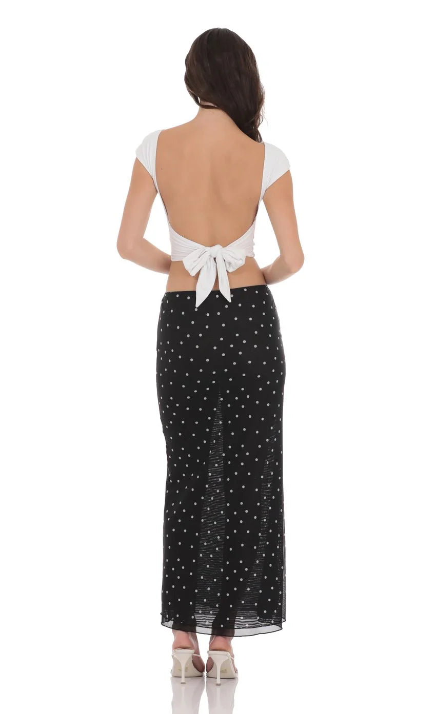Mesh Polka Dot Skirt in Black