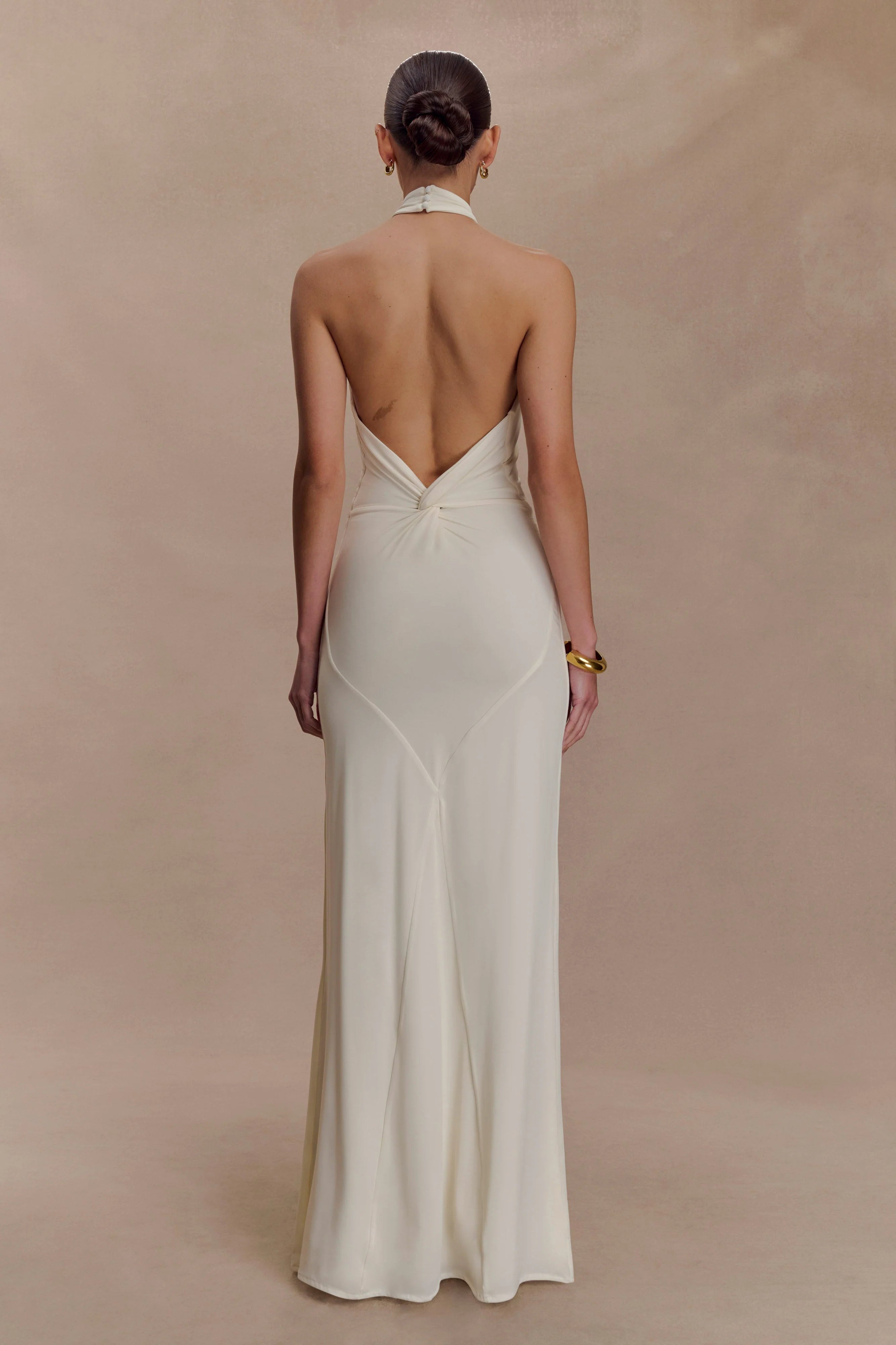 Elyna Slinky Halter Maxi Dress Ivory