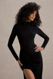Victoria Black Long Sleeve Maxi Dress With Wrap Skirt