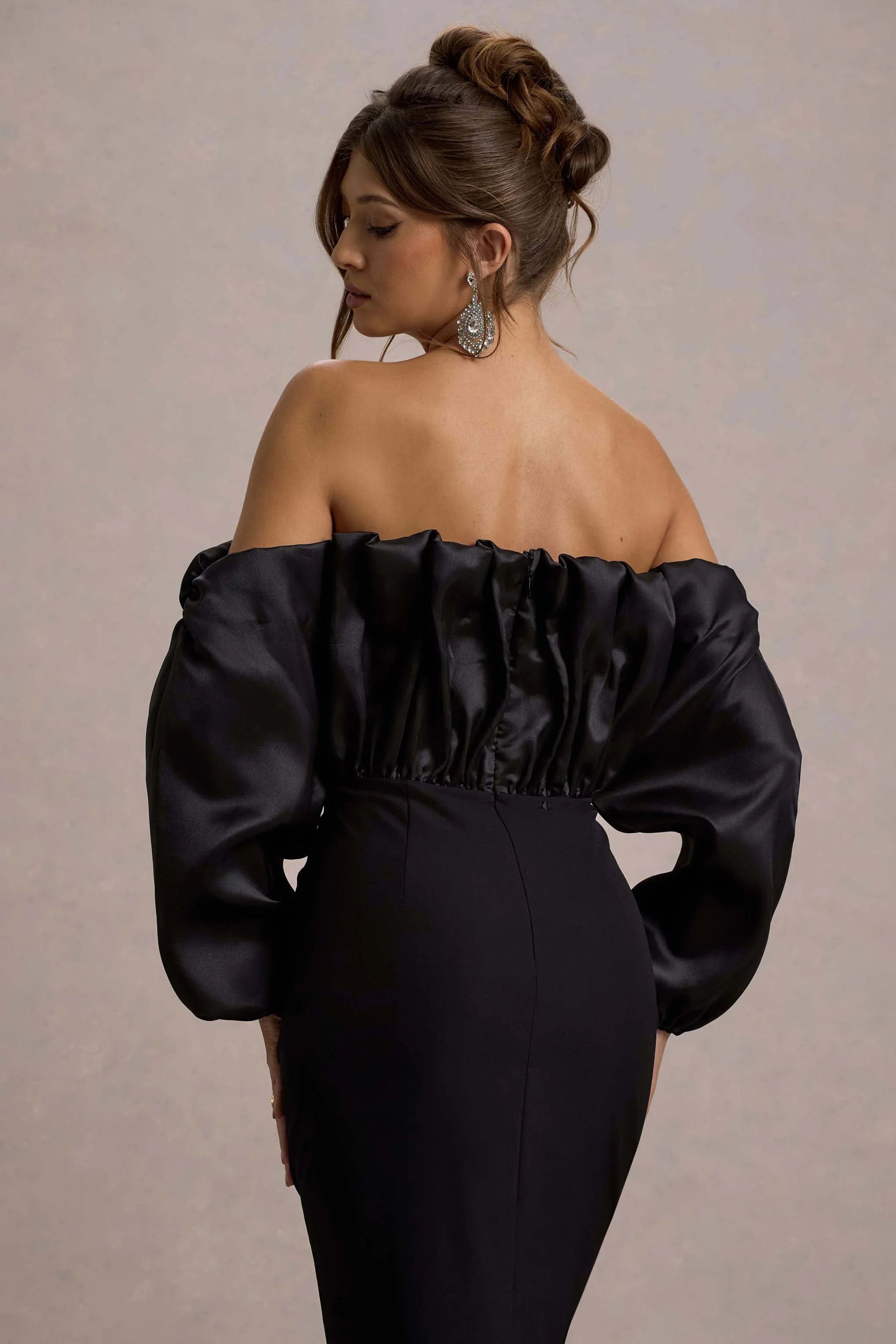 Cyrene Black Ruffled Maxi Dress