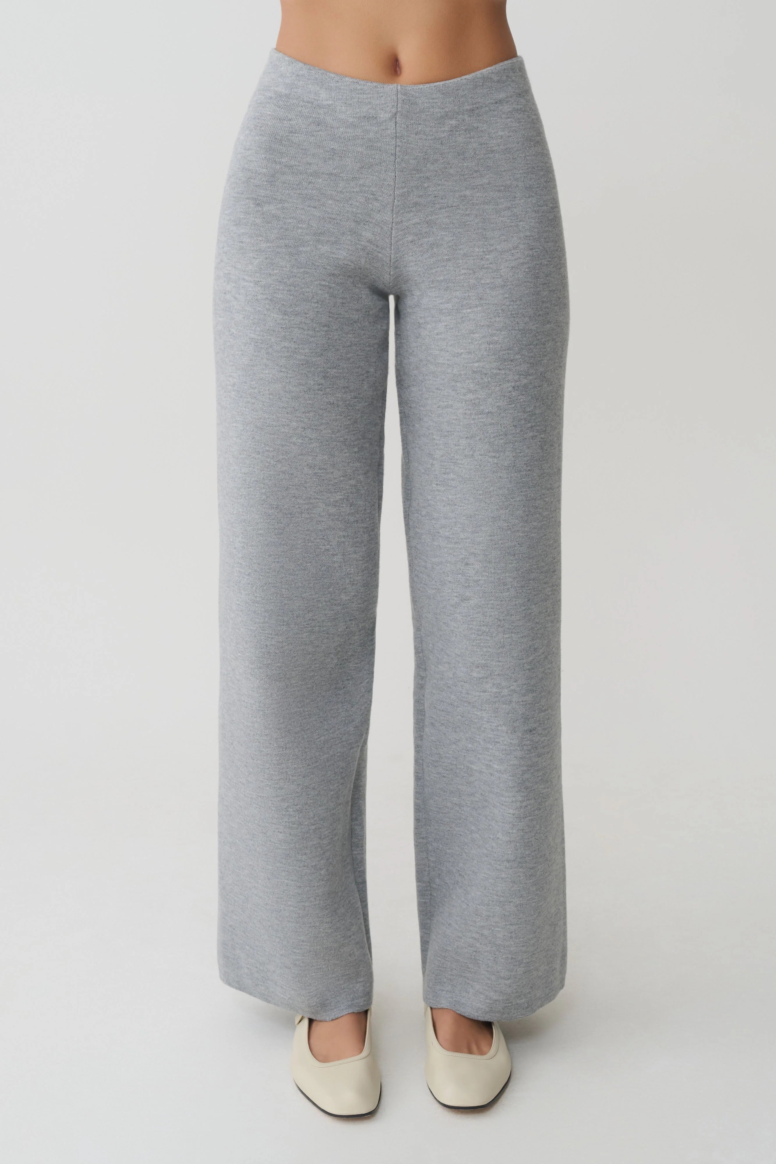 Kerrymae Straight Leg Knit Pants Grey Marle