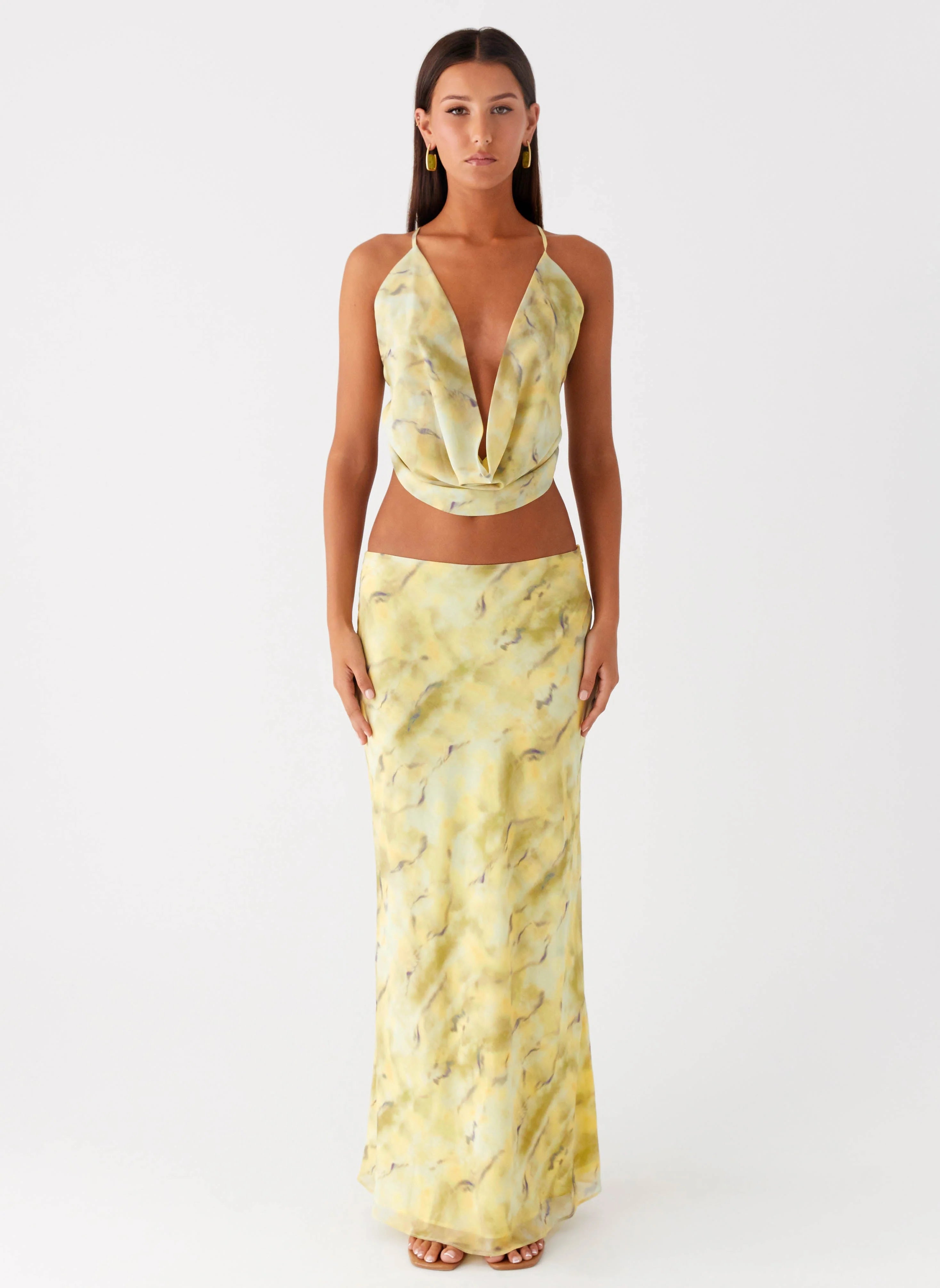 Kylo Low Rise Maxi Skirt Yellow Tie Dye