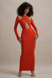 Gita Orange Halter Neck Long Sleeve Maxi Dress