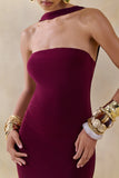 Amariah Burgundy Bandeau Midi Dress With Scarf Detail