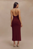 Annita Crepe Halter Midi Dress Merlot