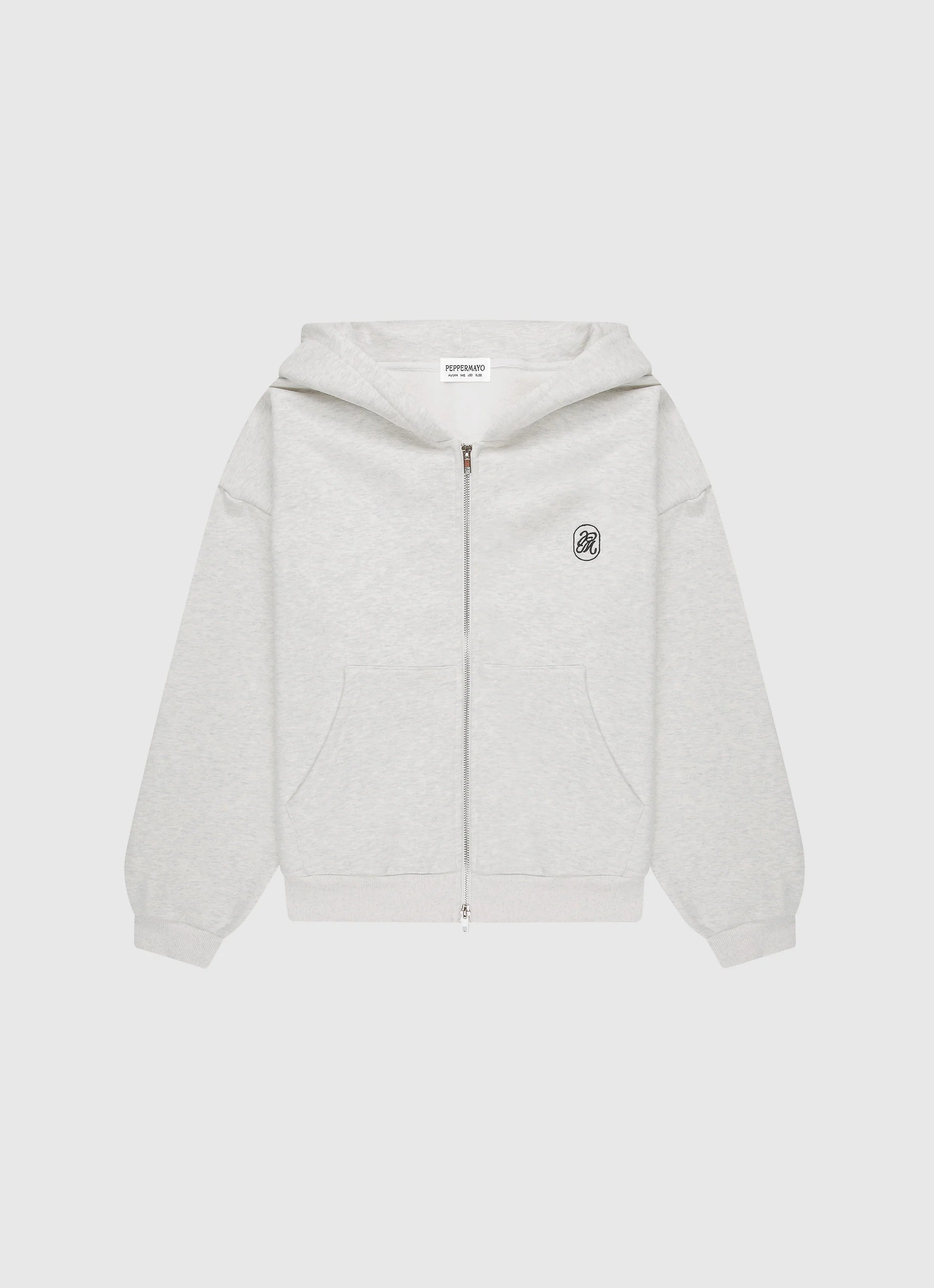 Signature Double Zip Up Hoodie Grey