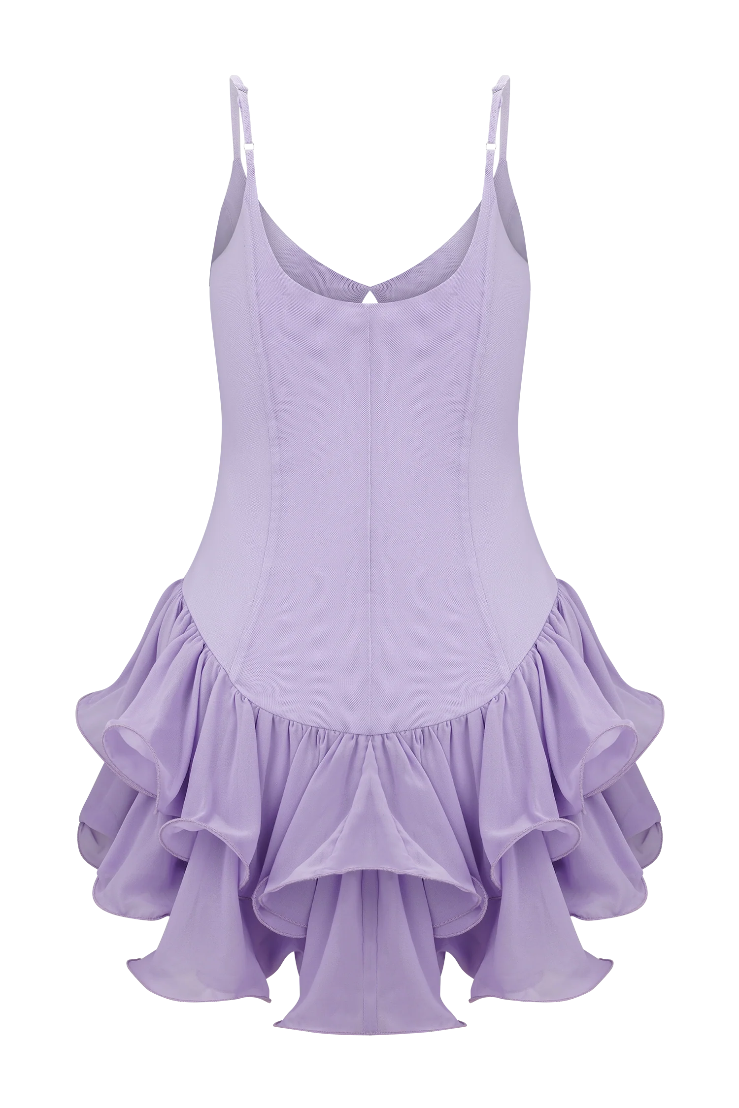Calantha Ruffle Mesh Mini Dress Lilac
