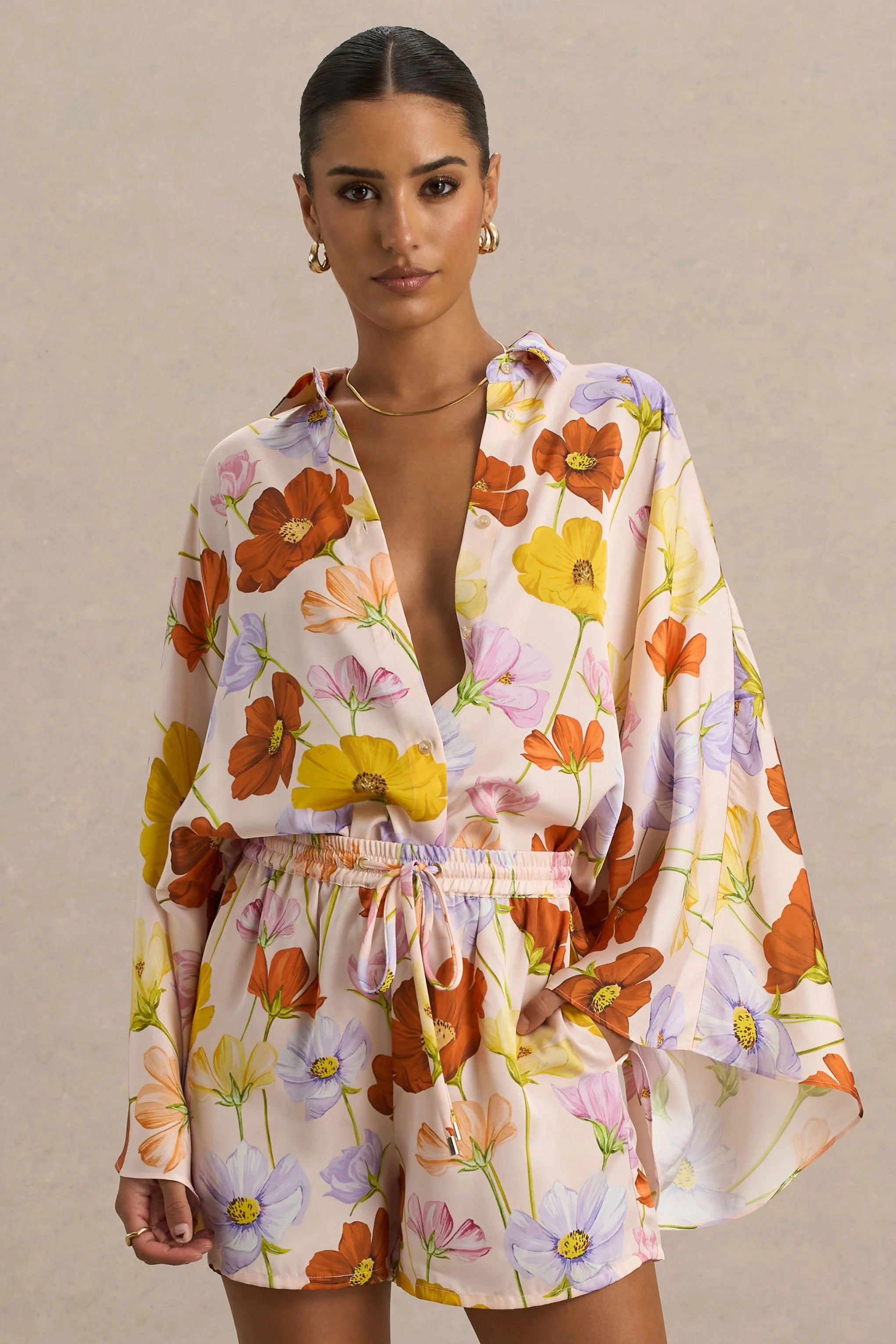Lolite Bright Floral Print Long Sleeve Shirt