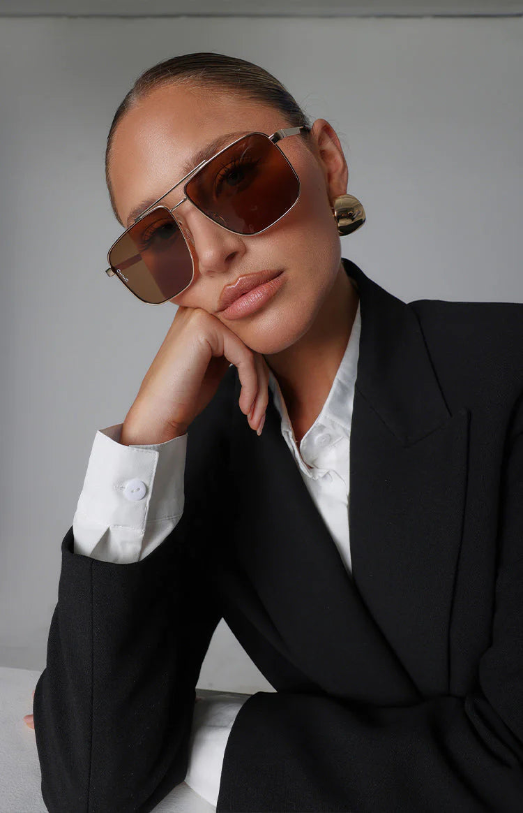 Otra Eyewear Sorrento Brown Gold Aviator Sunglasses