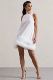 Raise A Glass White A Line Mini Dress With Tulle Hem