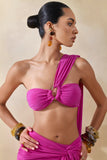 Tranquil Hot Pink Bandeau Top With Chest Cut Out and Sash
