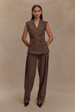 Penelope Pleated High Waisted Pants Chocolate