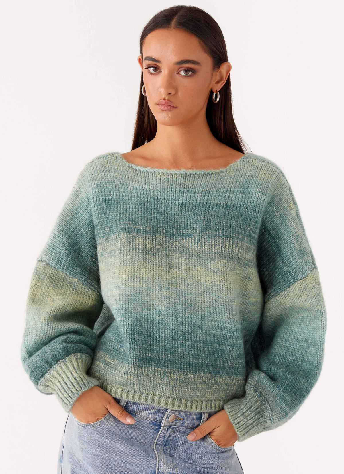 Lynne Oversized Jumper Green Ombre