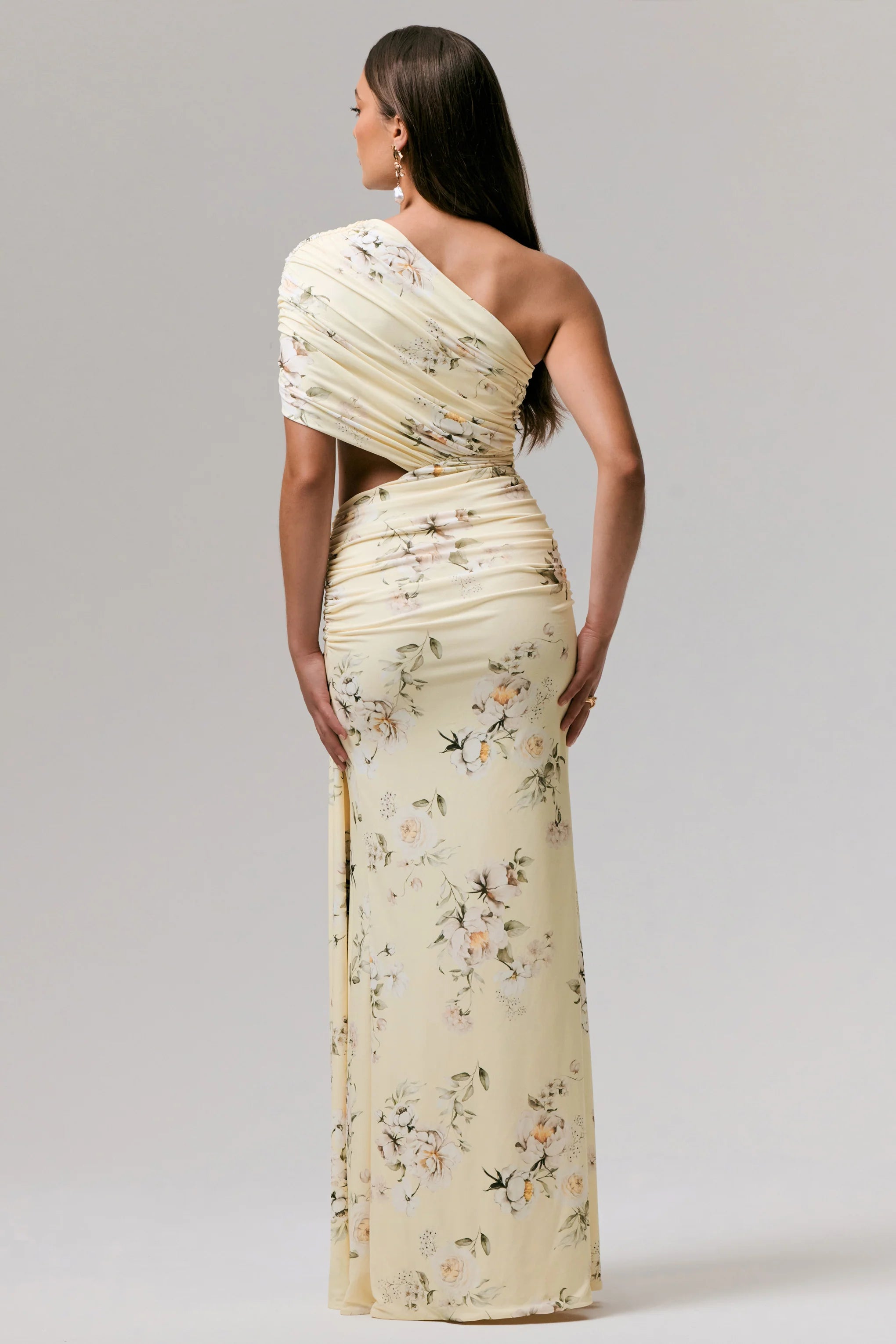 Overload Lemon Print Asymmetric Wrap Split Maxi Dress