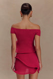 Haisley Off Shoulder Knit Top Raspberry