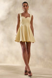 Katya Lemon Sweetheart Neck Skater Mini Dress