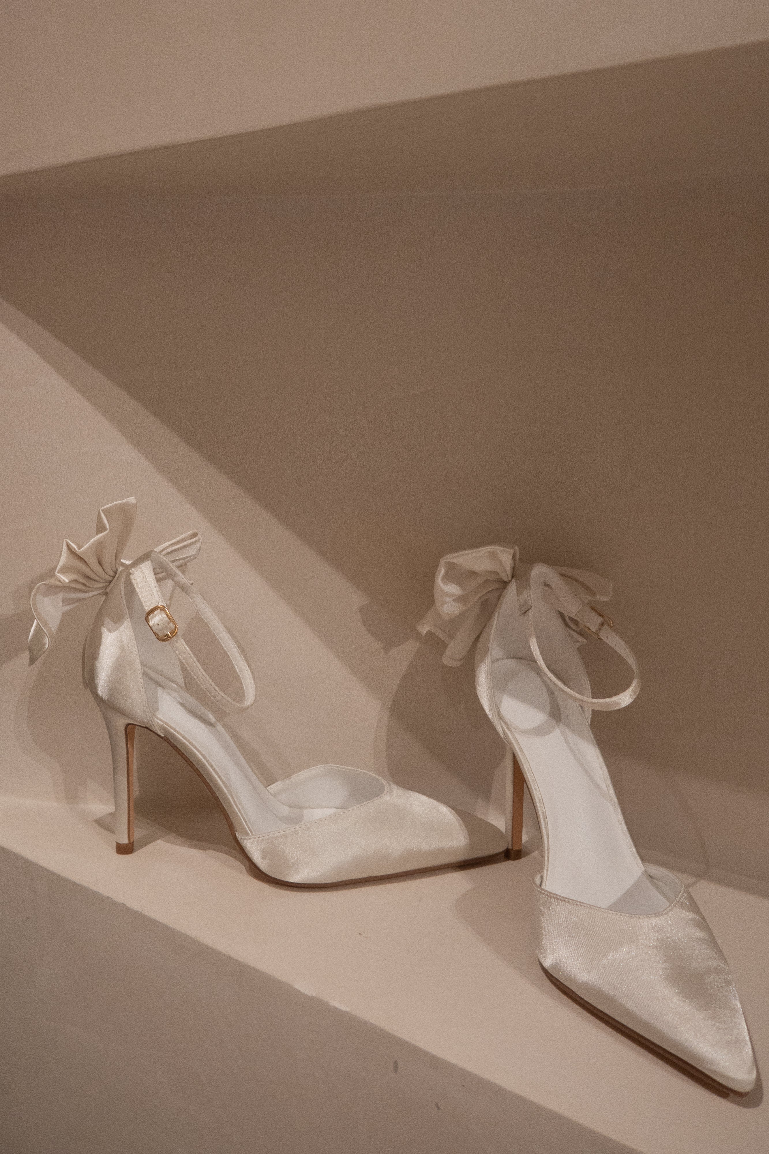 Charmed Satin Bow Heel White
