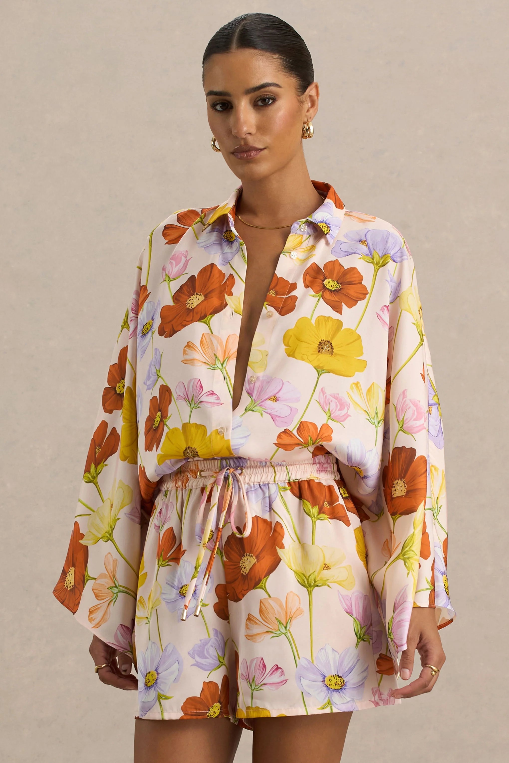Lolite Bright Floral Print Long Sleeve Shirt