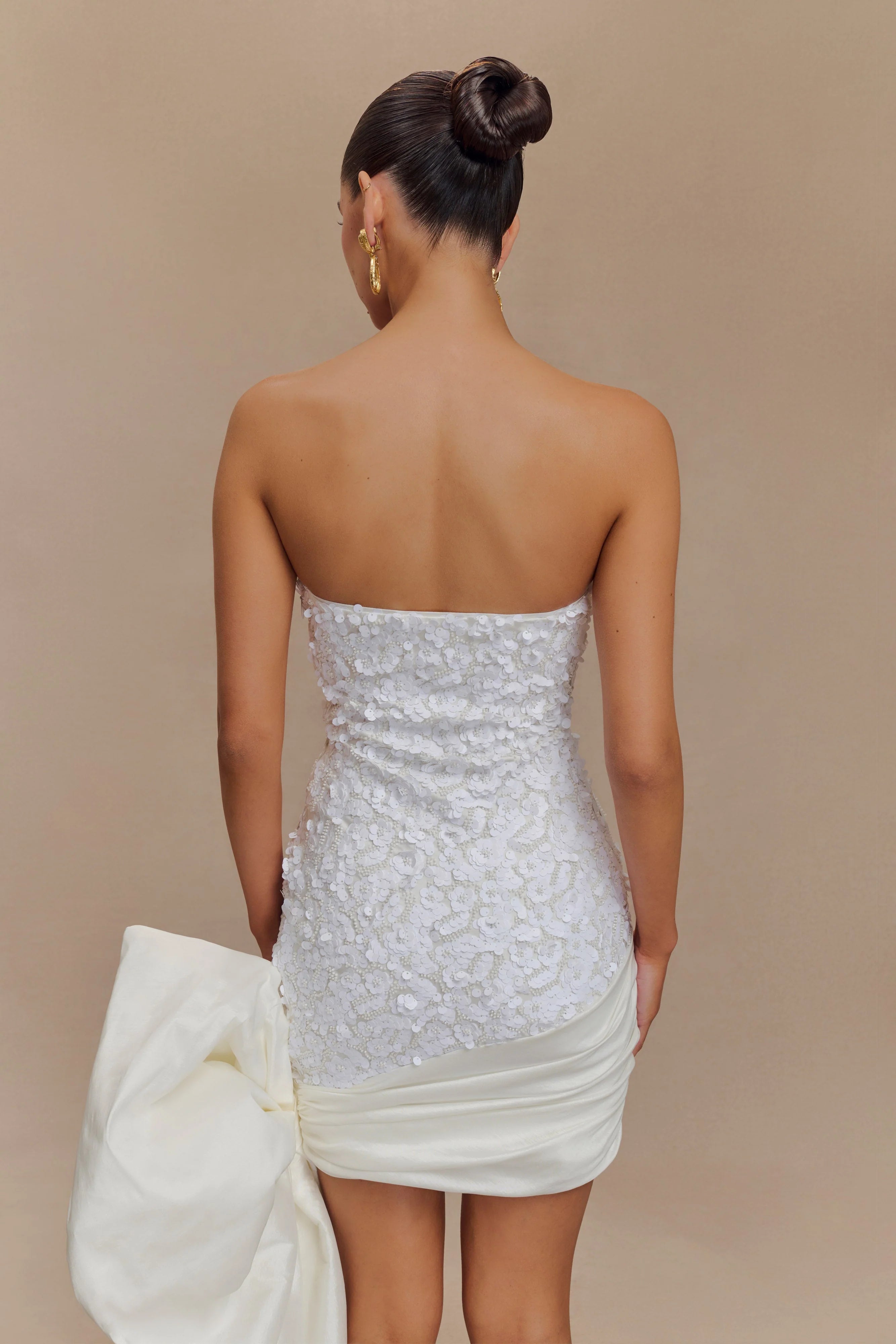 Franka Strapless Bow Mini Dress White