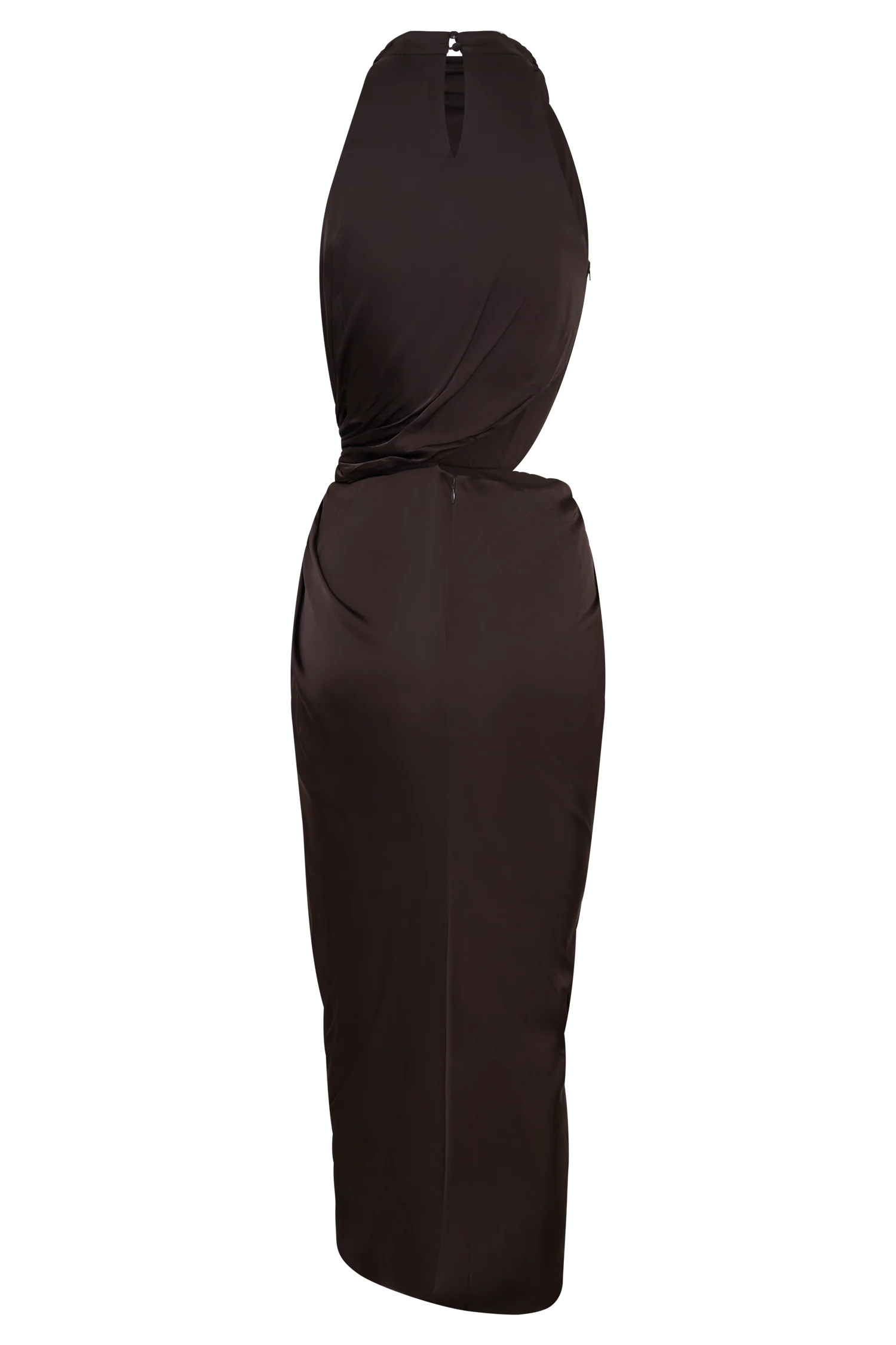 Aveline Draped Halter Midi Dress Dark Chocolate