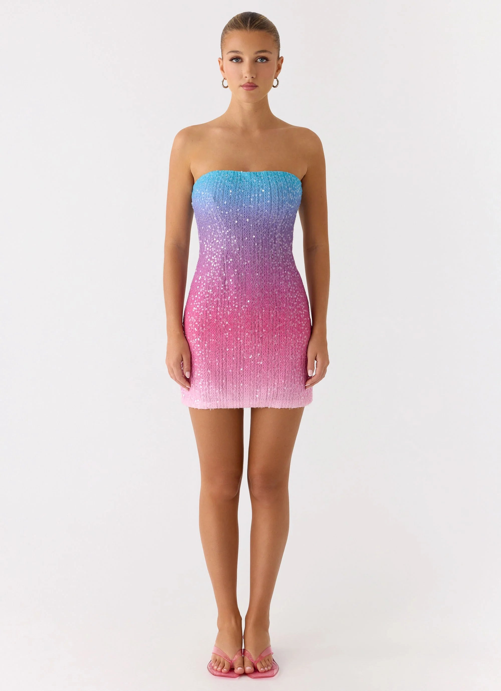 Step Closer Sequin Knit Mini Dress Disco Ombre