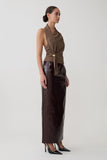 Marina Halter Top With Hardware Cacao Brown