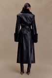 Bec Faux Leather Trench Coat With Faux Fur Black