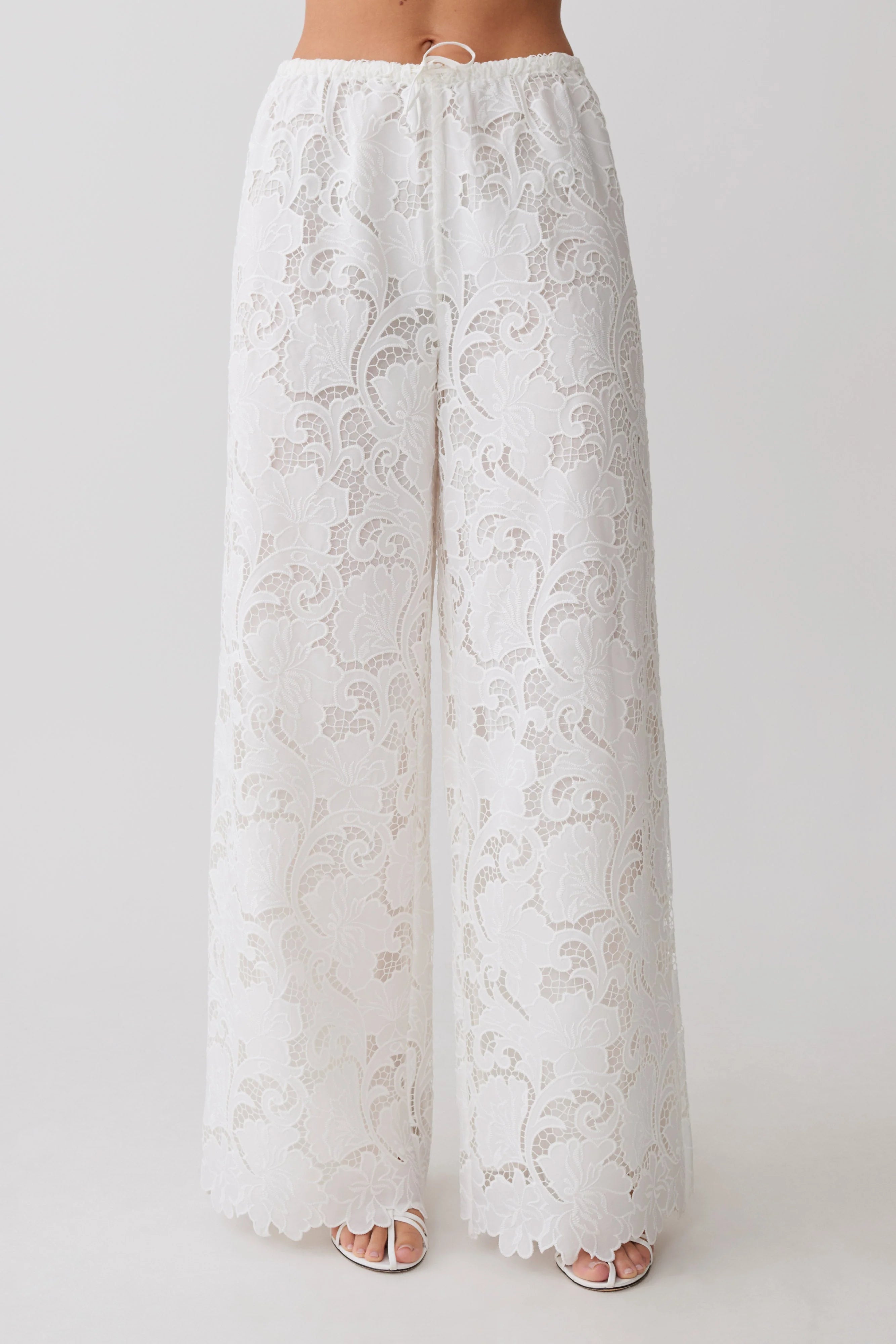 Tessa Broderie Straight Leg Pants White