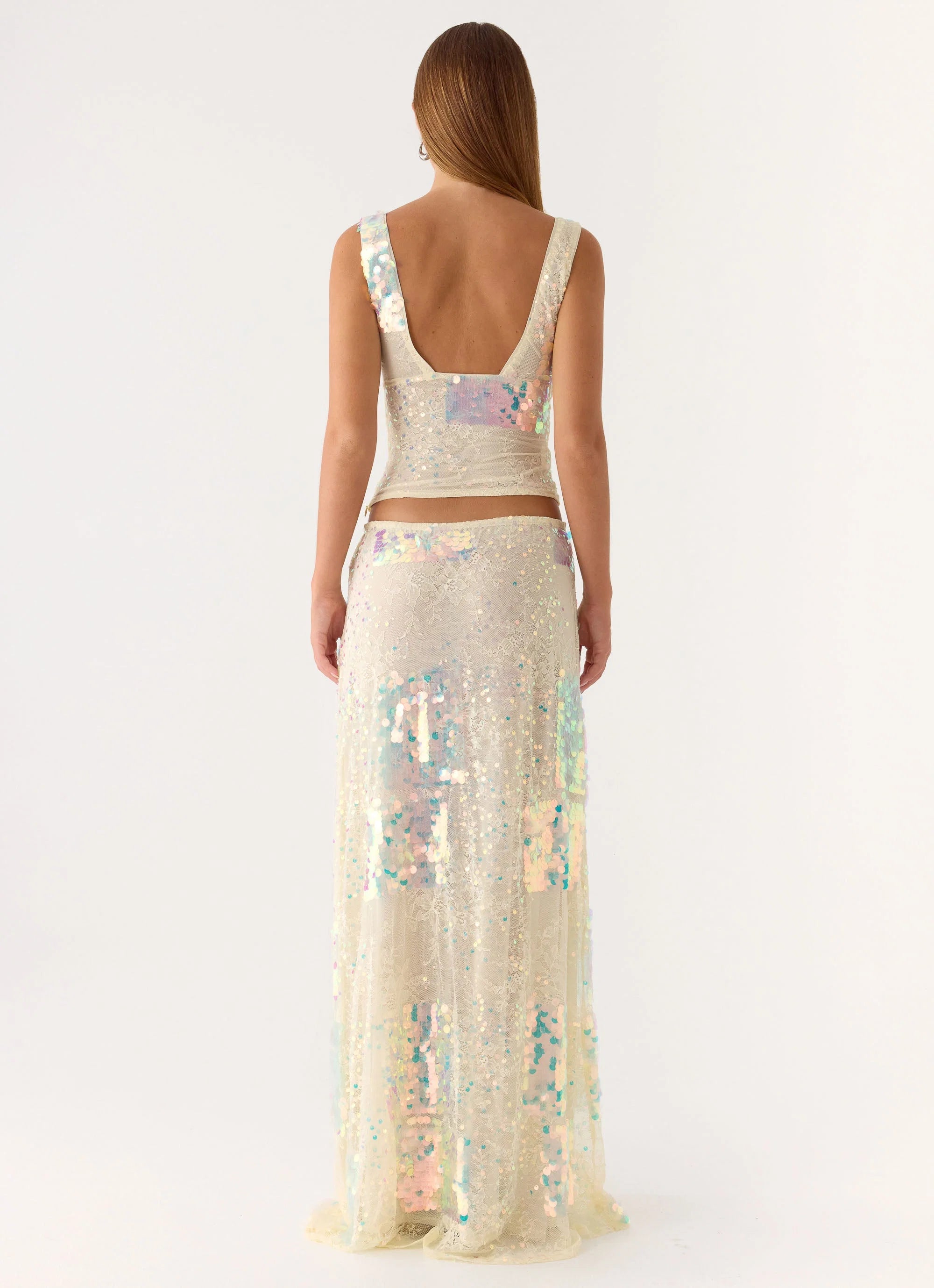 Erinah Sequin Maxi Skirt - Yellow
