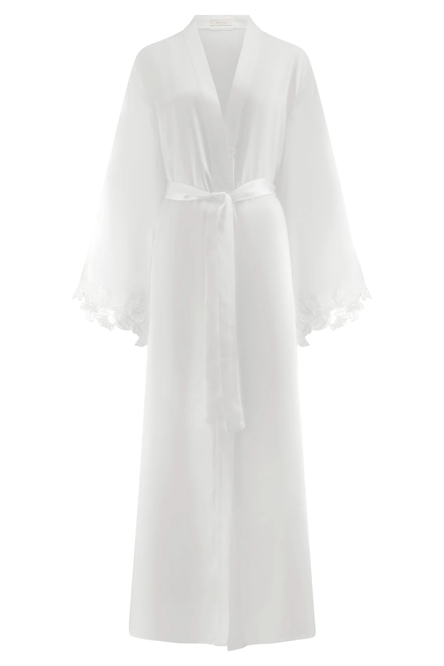 Sullivan Satin Bridal Robe With Lace Ivory