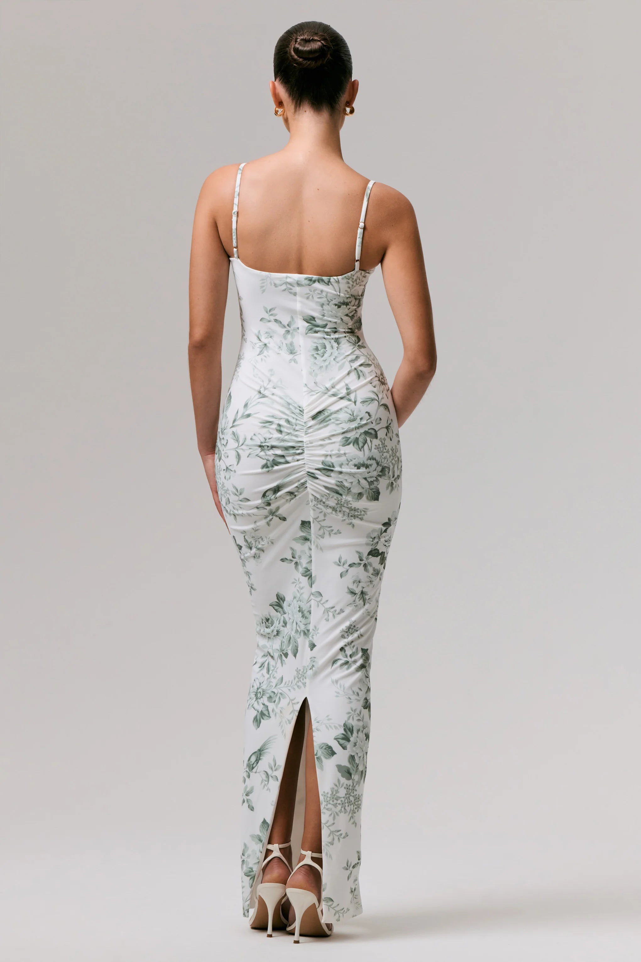 Luz Green Porcelain Print Strappy Maxi Dress
