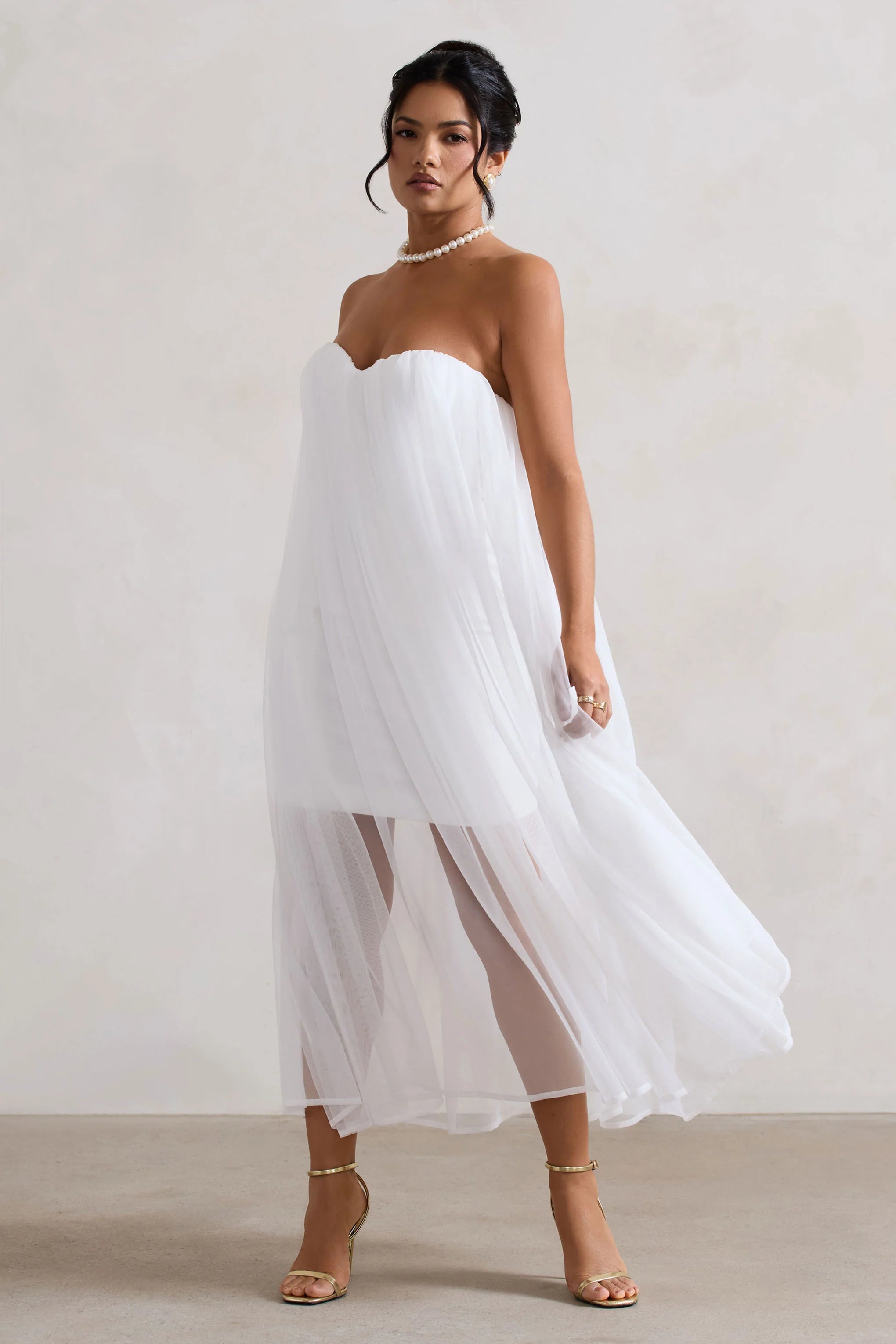 Dreamland Ivory Sweetheart Corset Mini Dress With Tulle Overlay