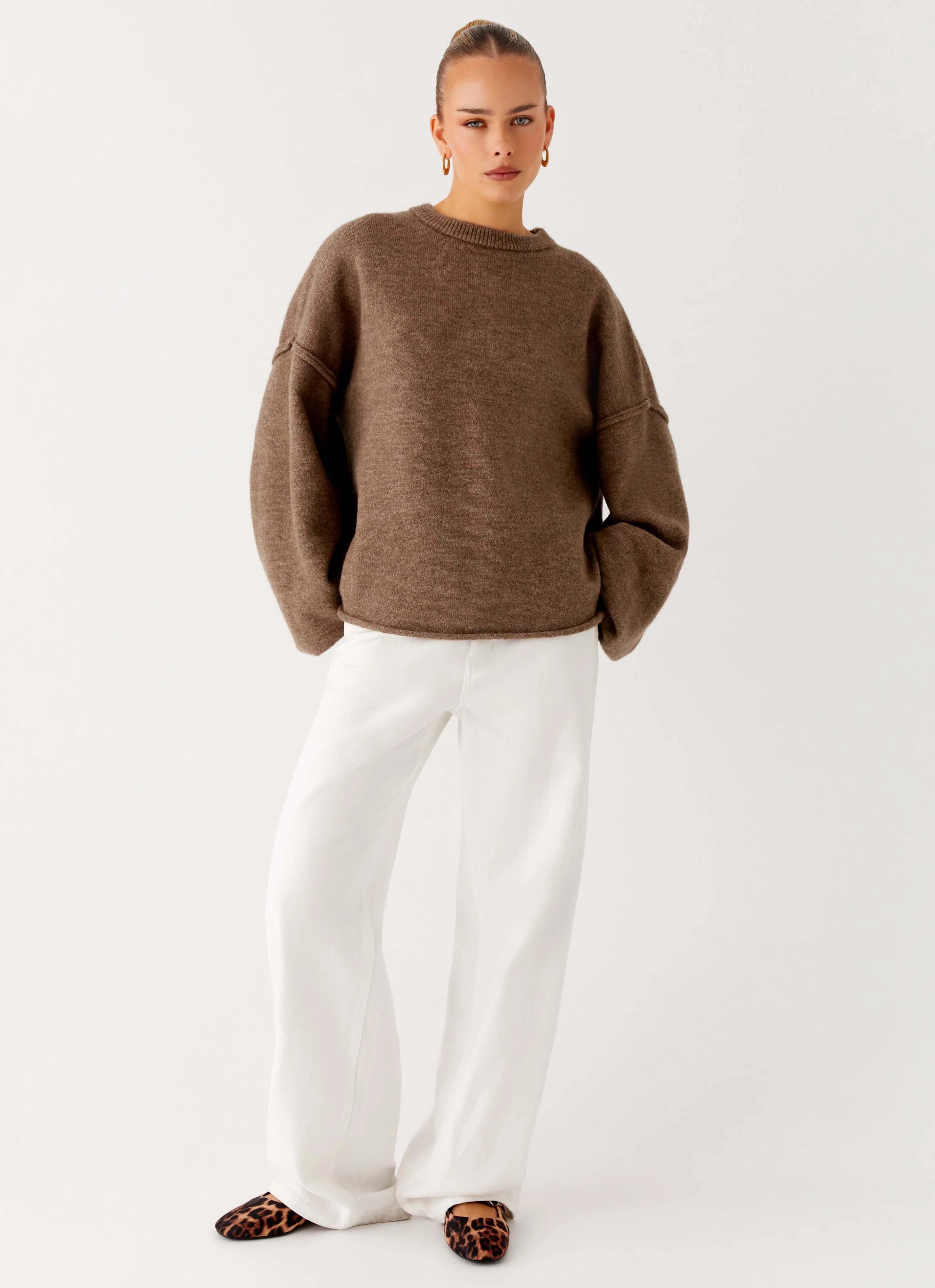 Jack Oversized Knit Sweater Tan Marle