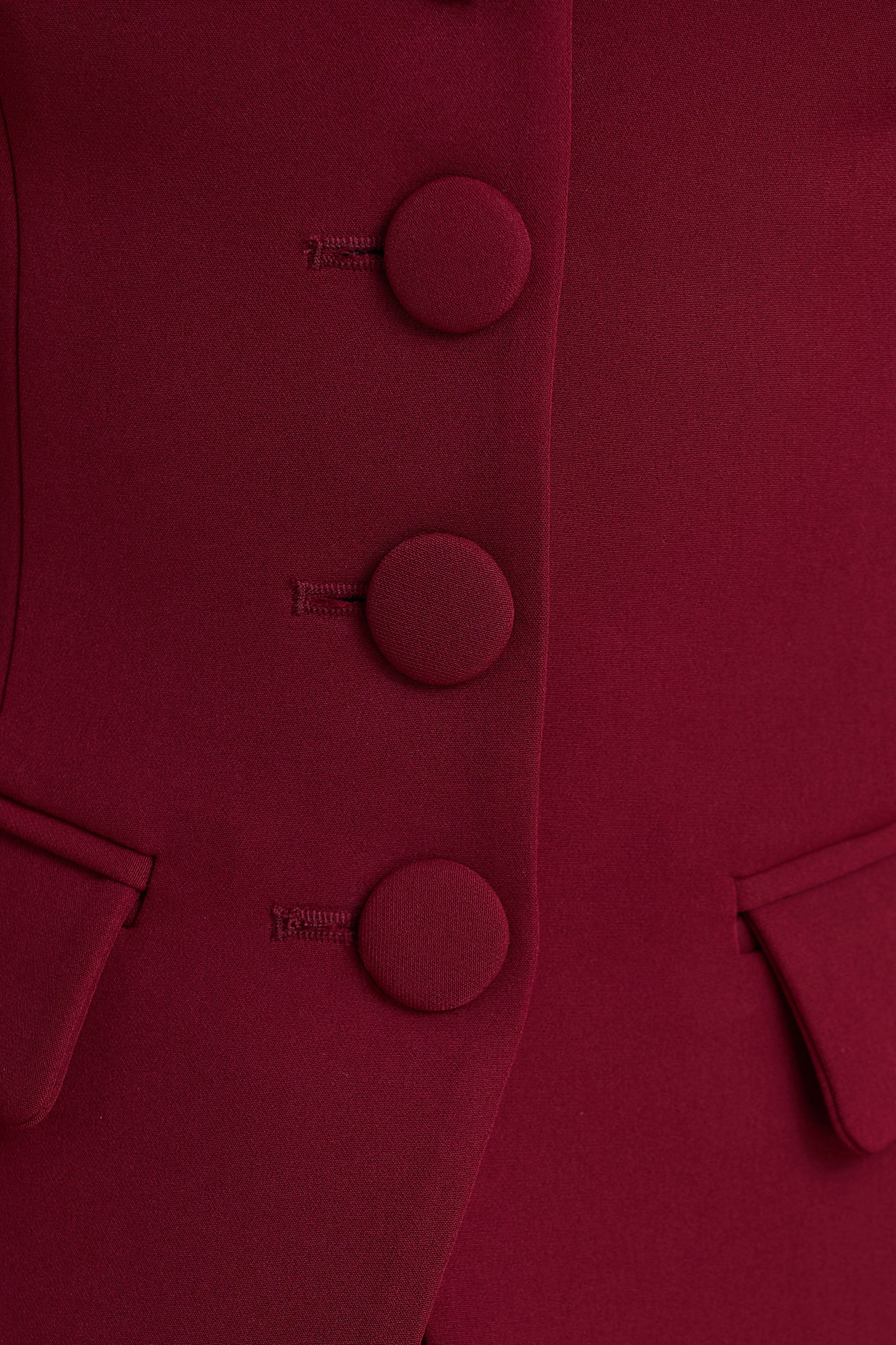 Tecla Burgundy Button Up Tailored Waistcoat