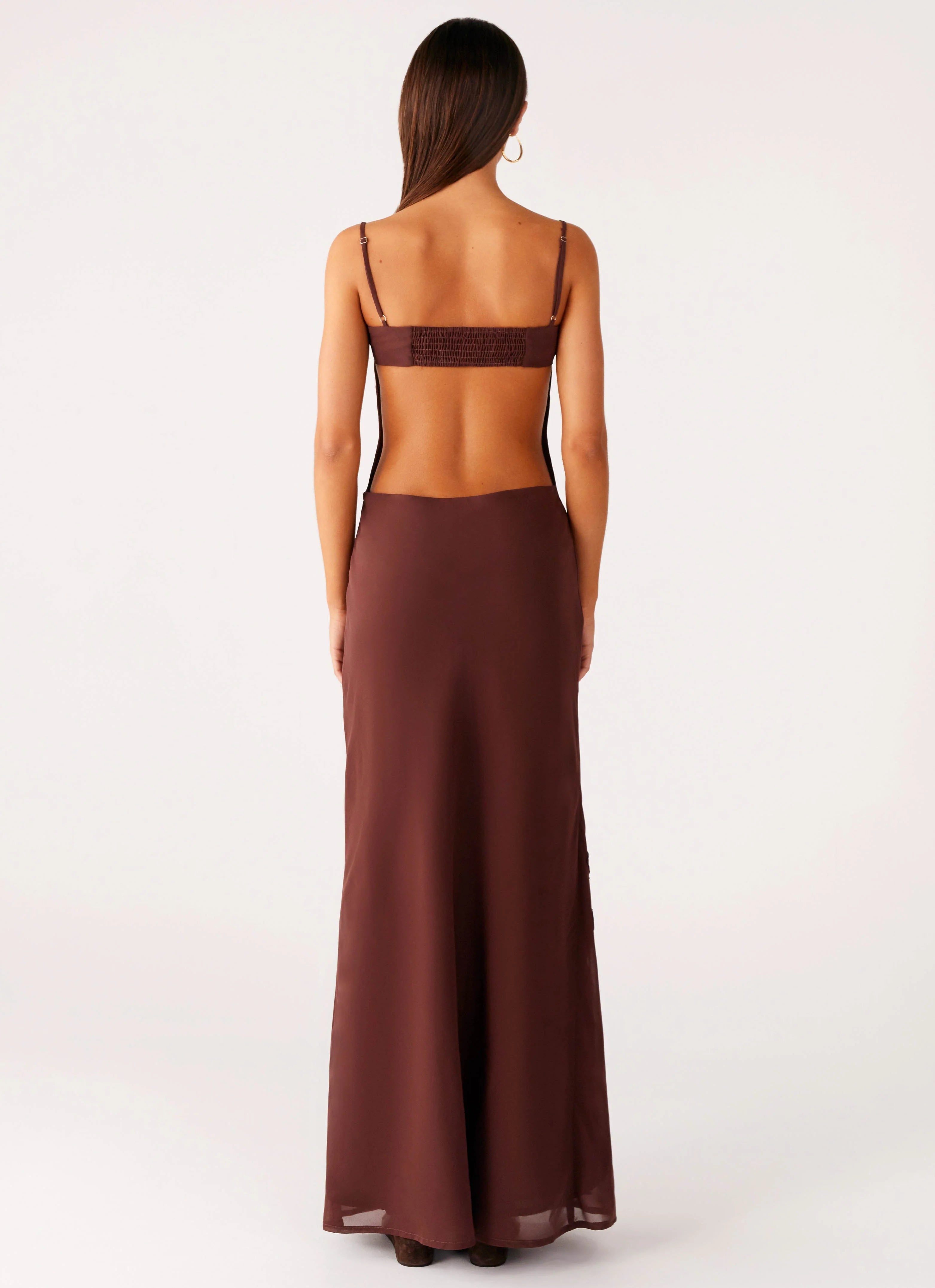 Bayla Beaded Flower Maxi Dress Chocolate