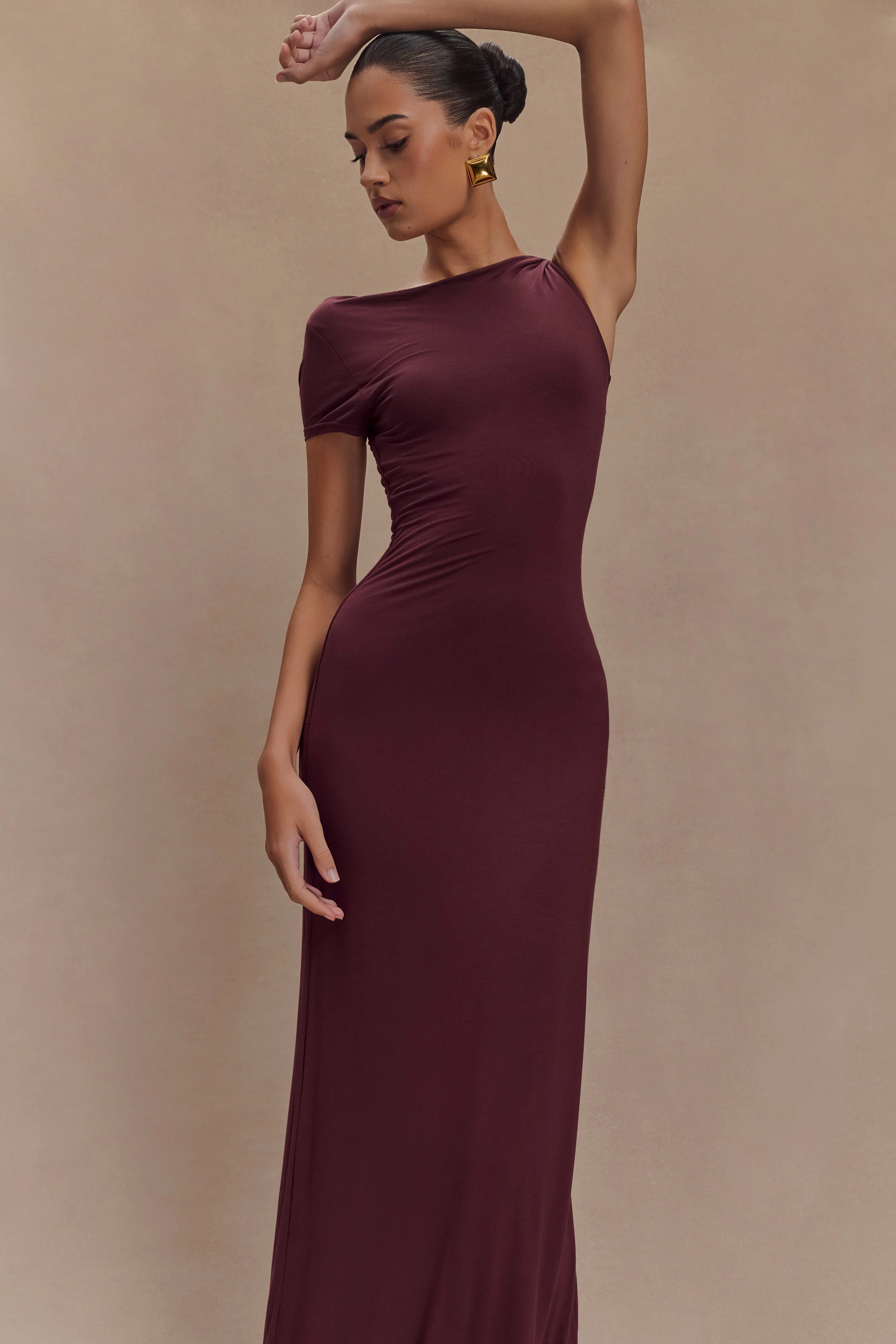 Tamsin Short Sleeve Modal Maxi Dress Mahogany