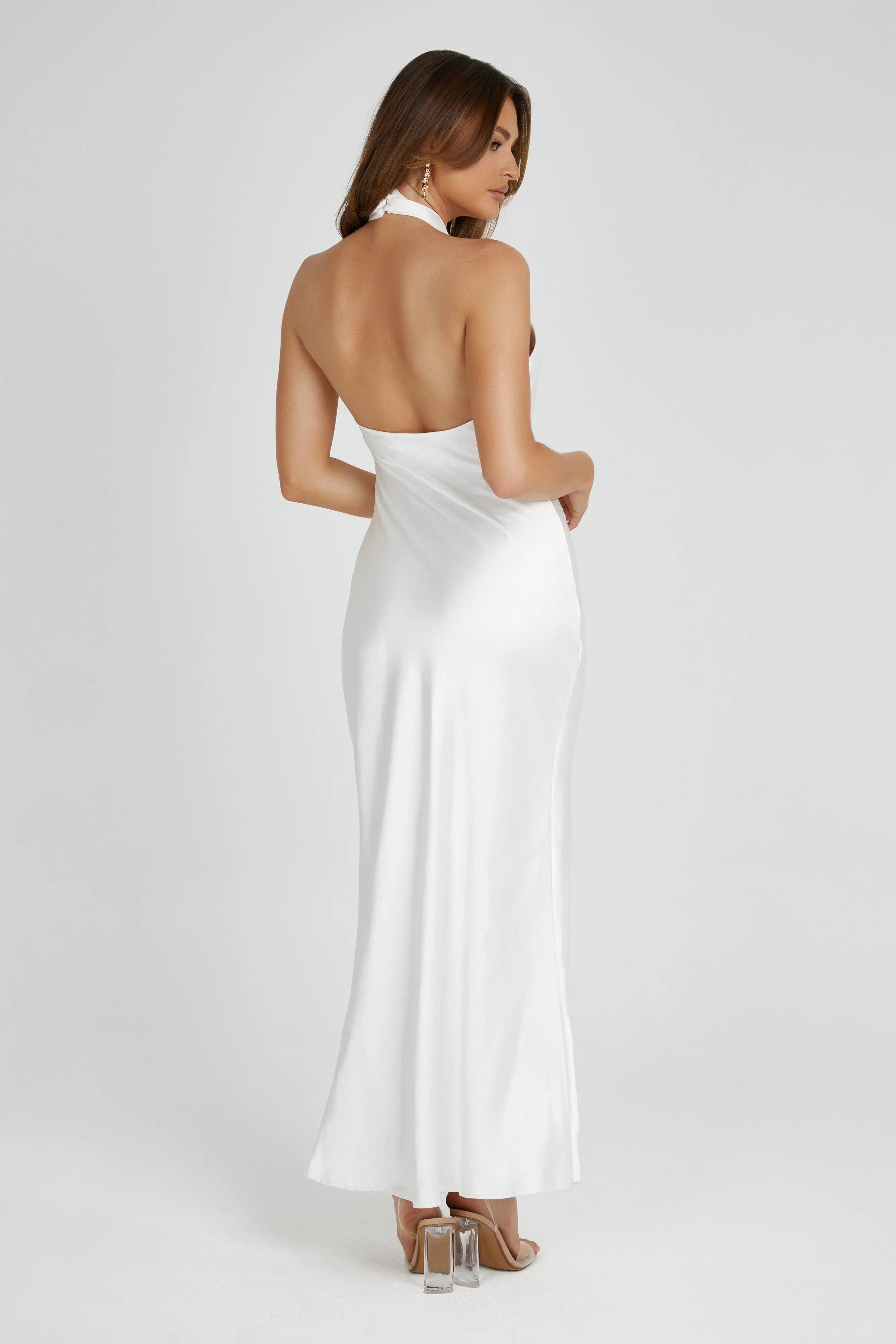 Laura Halter Satin Gown White