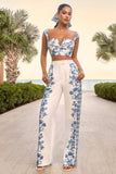 Zelie Blue Porcelain Print Wide Leg Trousers