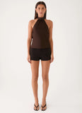 Keena Scarf Top - Chocolate