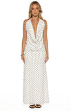 Rozie White Polka Dot Mesh Maxi Skirt