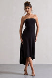 Ariela Black Bandeau High Low Midi Dress
