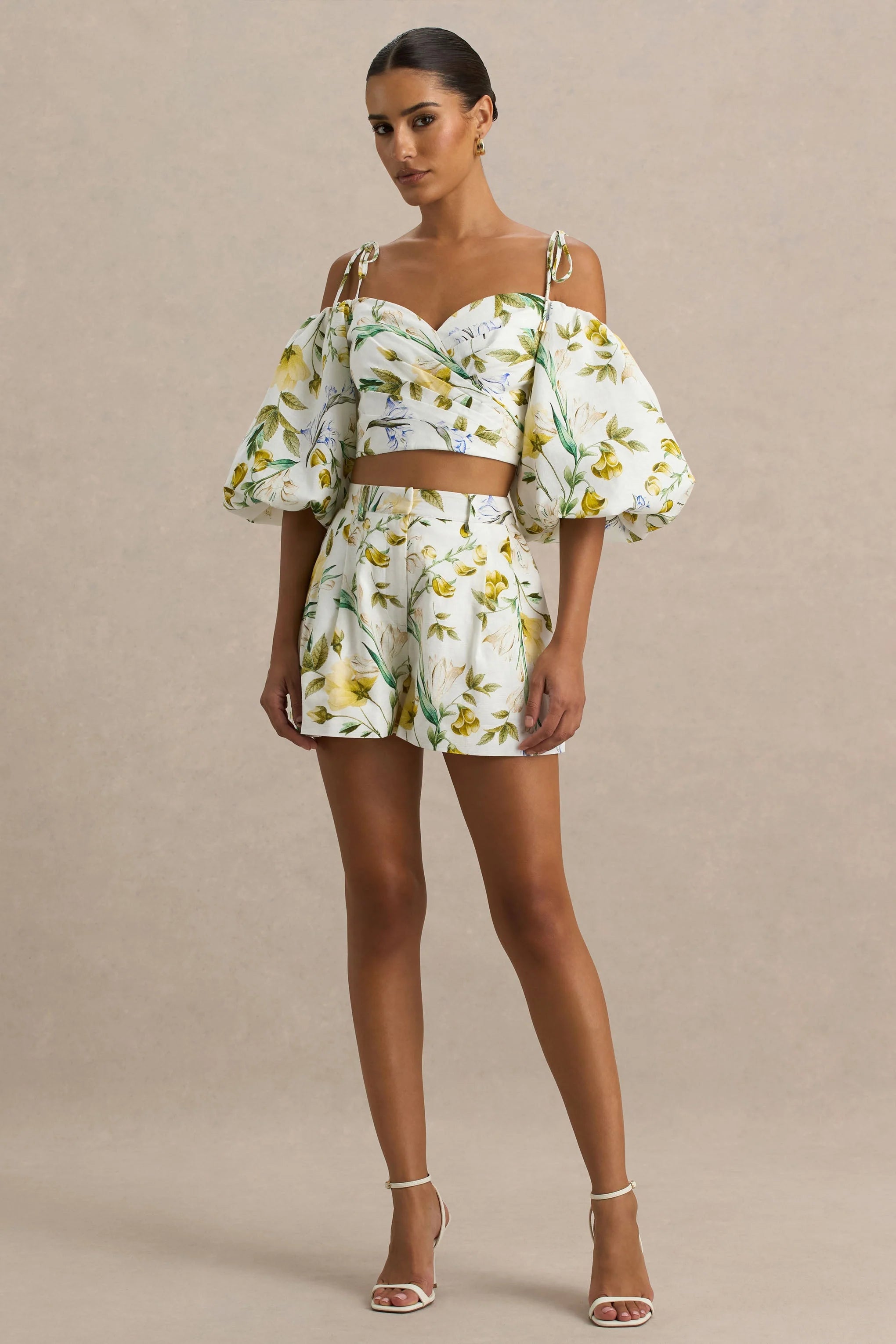 Pixel Lemon Floral Print Shorts