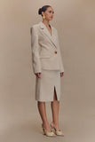 Max Cinched Waist Blazer Ivory Stone