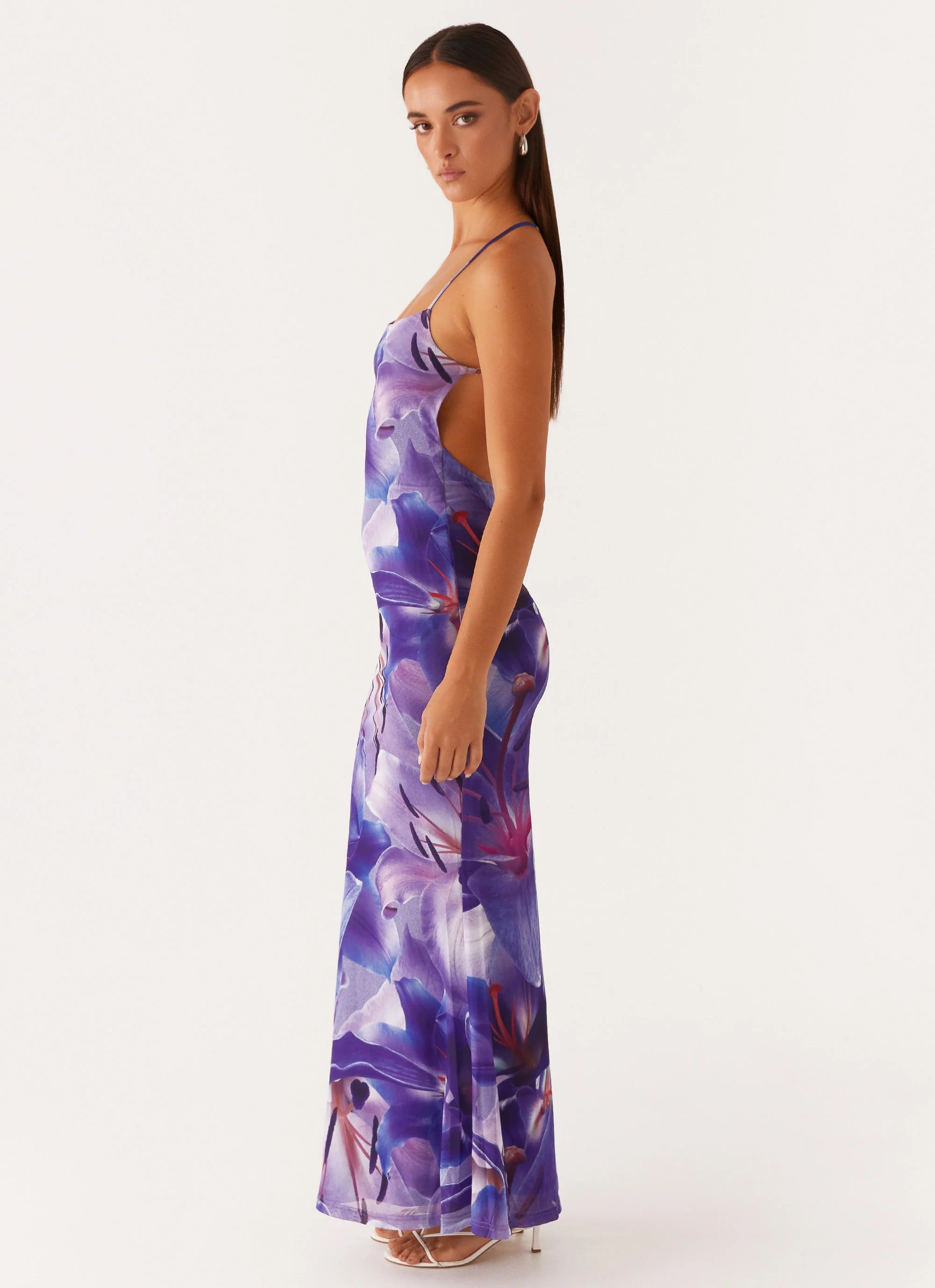 Livia Maxi Dress Purple White Lilly