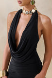 Centrepiece Black Cowl Neck Wrap Mini Dress With Sash
