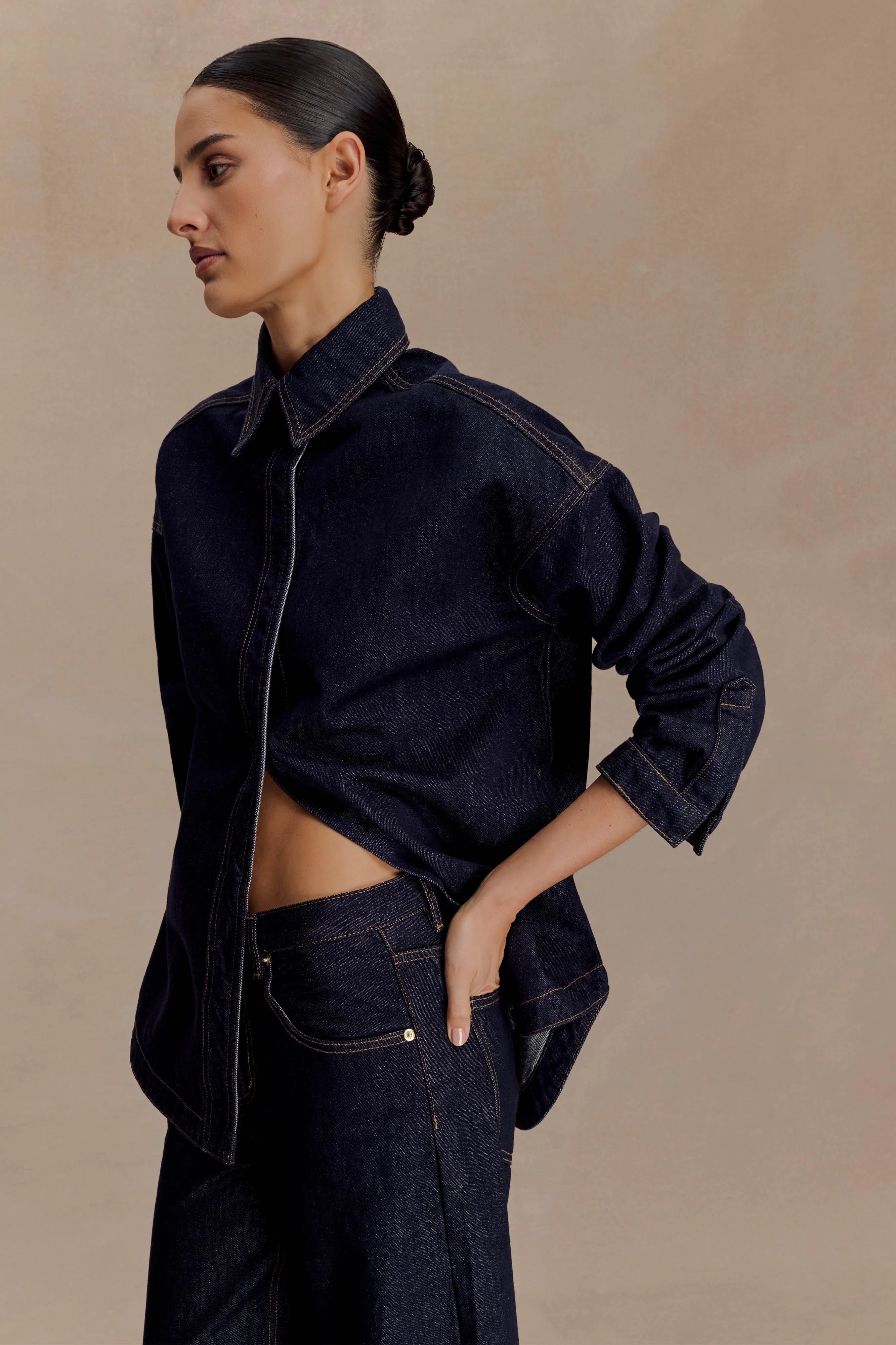 Lioda Oversized Denim Shirt Washed Indigo Blue