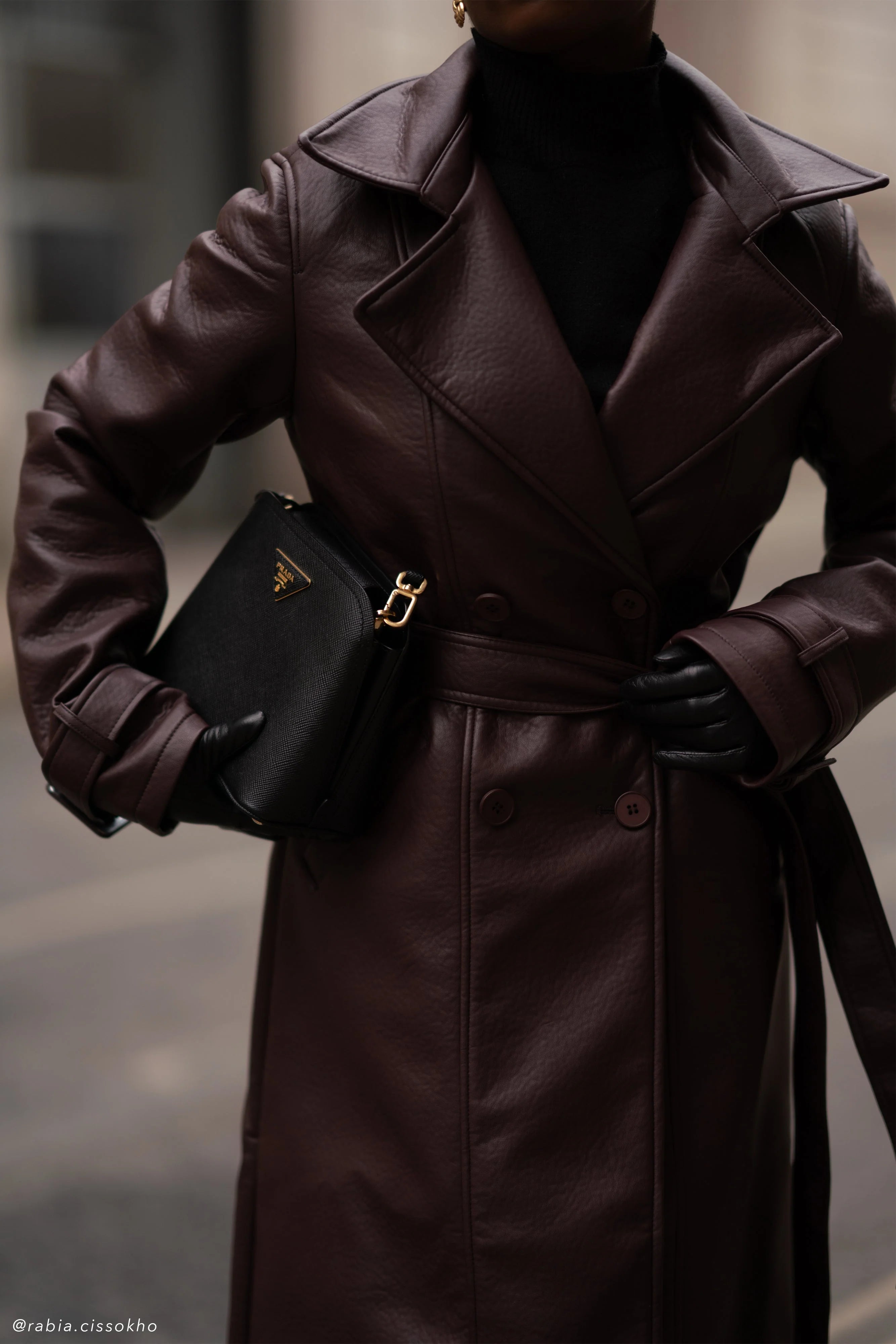Tarah Faux Leather Trench Coat Cacao Brown