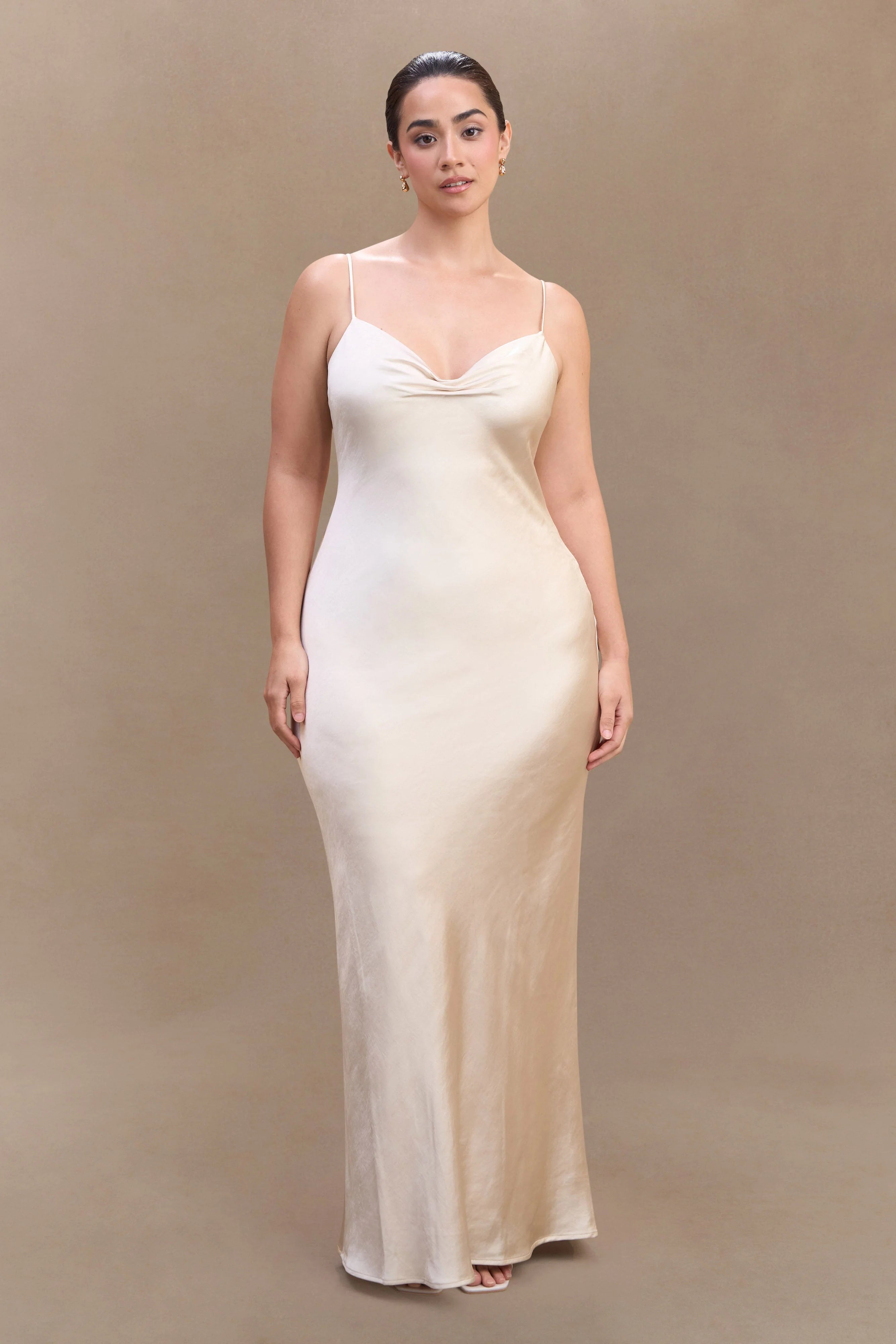 Lilly Sweetheart Satin Maxi Dress Blush Gold
