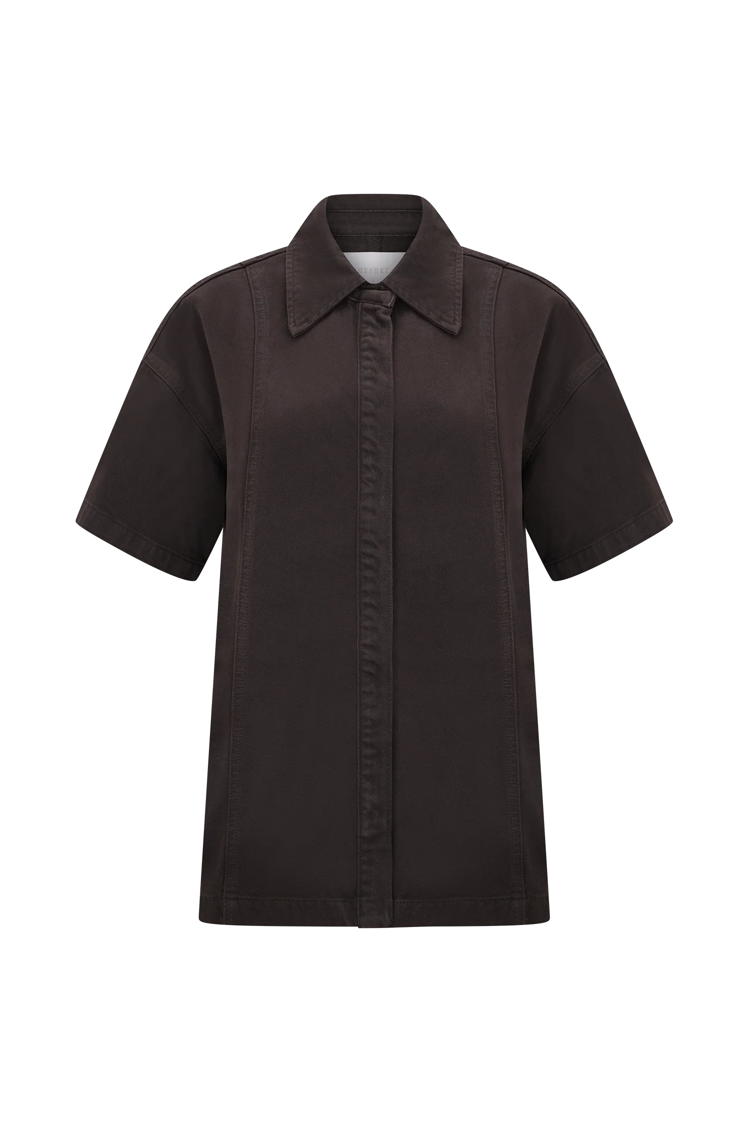 Maya Oversized Denim Shirt Chocolate