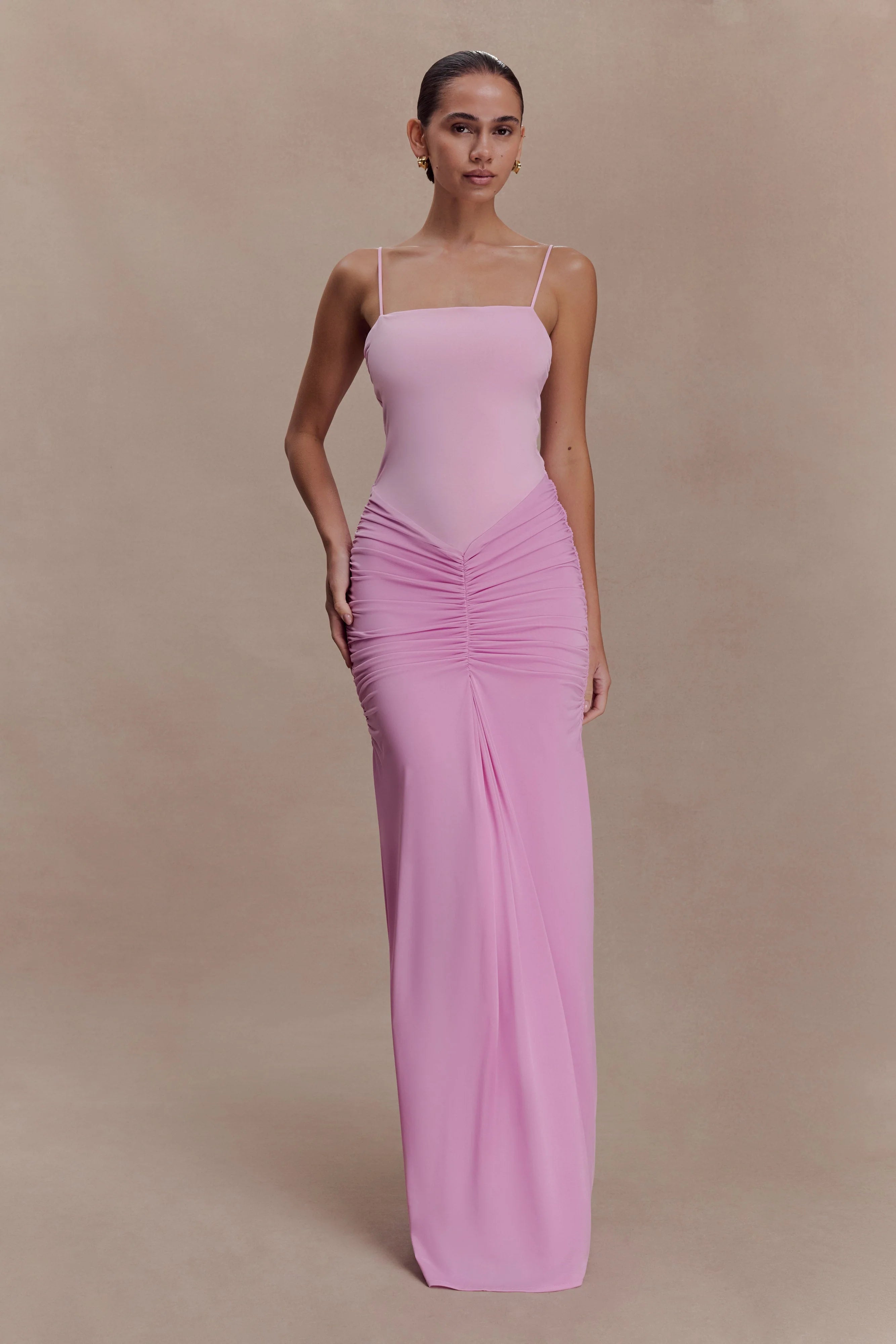 Roisin Slinky Maxi Dress Powder Pink